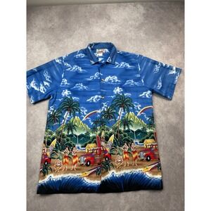 VTG Evergreen Island Hawaiian Shirt Mens S Hawaii USA Surf Hula Aloha Woody 90's